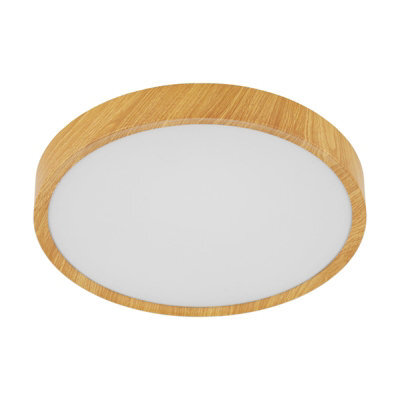 Natural Wood Look Flush Ceiling Light With Led Bulb - 33.5W Brilliant Illumination - image 1