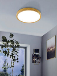 Natural Wood Look Flush Ceiling Light With Led Bulb - 33.5W Brilliant Illumination - thumbnail 3