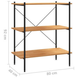 Vidaxl 3-Tier Shelving Unit Black And Oak 80X40X92 Cm - thumbnail 7