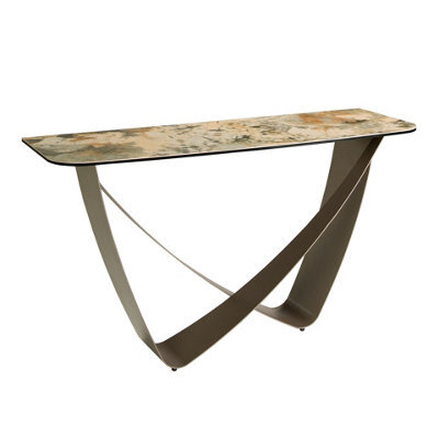 Angel Cerda Stylish Rectangular Console Table In Porcelain Marble And Taupe Steel - image 1