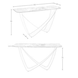 Angel Cerda Stylish Rectangular Console Table In Porcelain Marble And Taupe Steel - thumbnail 7
