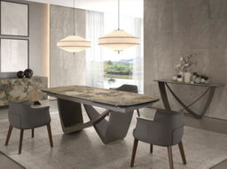 Angel Cerda Stylish Rectangular Console Table In Porcelain Marble And Taupe Steel - thumbnail 5