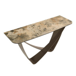 Angel Cerda Stylish Rectangular Console Table In Porcelain Marble And Taupe Steel - thumbnail 6