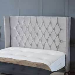 Bsspoke Divan Ottoman Bed Mink Velvet With Free Mattress & 54Inch Wingback Chesterfield Headboard End Lift Up Storage 4Ft 5Ft 6Ft - thumbnail 5