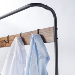 Urbn-Living Urbnliving 183Cm Height Entryway Hallway Coat Hanger Hooks Stand & Shoe Bench Storage Display Rack Unit Black & Rustic Oak - thumbnail 6