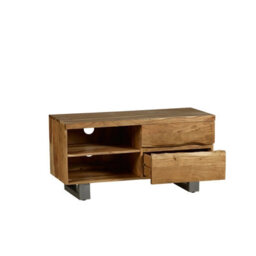 Hommoo Solid Acacia Wood 2 Drawers And 2 Shelves Small Tv Media Unit - thumbnail 6