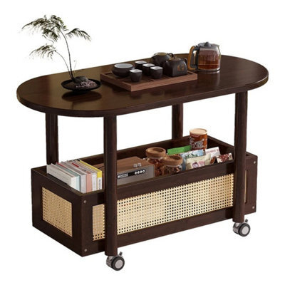 Portable Wheels Mobile Table Laptop Desk Adjustable Height Overbed Sofa Side - image 1