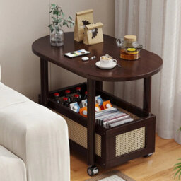 Portable Wheels Mobile Table Laptop Desk Adjustable Height Overbed Sofa Side - thumbnail 4