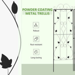 Outsunny Set Of 2 Metal Trellis For Climbing Plants, Leaf Design, 50 X 181Cm - thumbnail 6