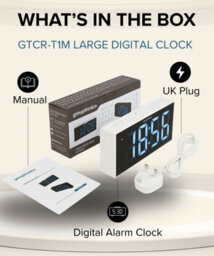 Grouptronics Gtcr-T1M White Large Digit Digital Alarm Clock Radio With 9-Inch Display And Adjustable Brightness Control - thumbnail 9