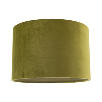 Happy Homewares Soft Velvet Olive Green Fabric Round Lamp Shade For Table Or Pendant - image 1