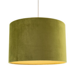 Happy Homewares Soft Velvet Olive Green Fabric Round Lamp Shade For Table Or Pendant - thumbnail 2