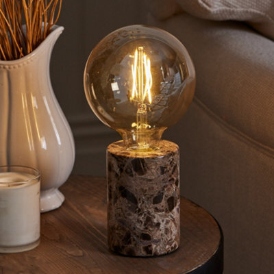 Dibor Edison Marble Hallway Bedside Table Lamp Room Décor Night Lamp Office Table Lamp With Led Bulb - image 1
