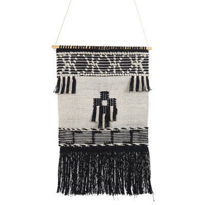 Beliani Fabric Wall Hanging Larkana Cotton 117 Cm Beige - image 1