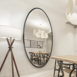 Mirroroutlet The Ovale Black Metal Framed Oval Wall Mirror 200Cm X 112Cm