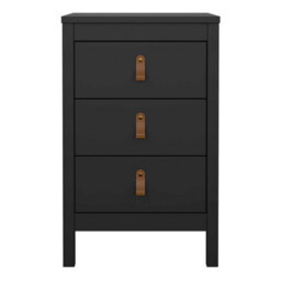Wyld Haus Wildberry Matt Black Bedside Table 3 Drawers - thumbnail 4