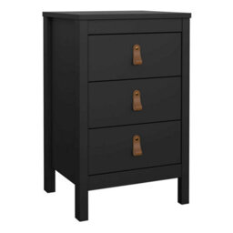 Wyld Haus Wildberry Matt Black Bedside Table 3 Drawers - thumbnail 3