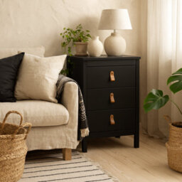 Wyld Haus Wildberry Matt Black Bedside Table 3 Drawers - thumbnail 2