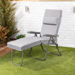 Alfresia Garden Sun Lounger - Charcoal Frame With Grey Luxury Cushion - thumbnail 2