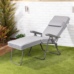 Alfresia Garden Sun Lounger - Charcoal Frame With Grey Luxury Cushion - thumbnail 4