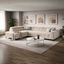 Aurelio Velvet Upholstered Sofa Bed With Metal Legs Modern Living Room Comfortable Seating Furniture Cream Left - thumbnail 2