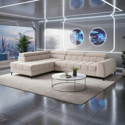 Aurelio Velvet Upholstered Sofa Bed With Metal Legs Modern Living Room Comfortable Seating Furniture Cream Left
