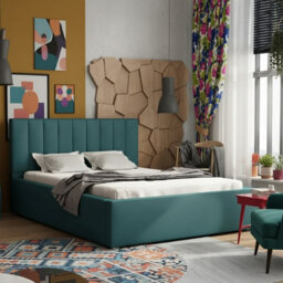 Modern Bedroom Bed Frame With Storage 200X200 Hdf And Laminated Board Metal Slatted Base 220X223X93Cm Green