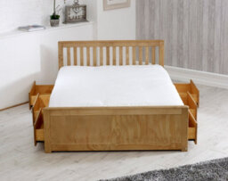 Amani Mission Solid Wooden Storage Bed Frame -Waxed 4Ft6 Double - thumbnail 3