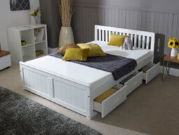 Amani Mission Solid Wooden Storage Bed Frame -Waxed 4Ft6 Double - thumbnail 2