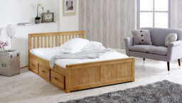 Amani Mission Solid Wooden Storage Bed Frame -Waxed 4Ft6 Double - thumbnail 5