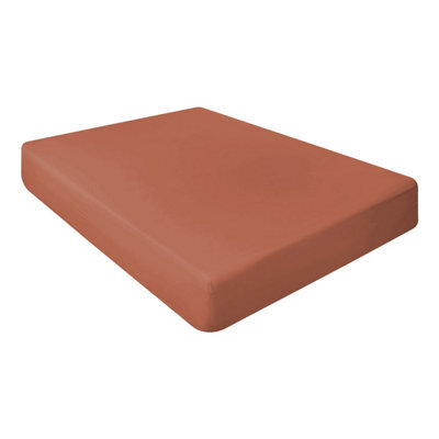 "Ameha Fitted Sheet 40 Cm Extra Deep Pocket Bed Sheet Elastic Corners Soft Microfiber Fitted Sheet 16"" (Rust, Super King 180X200Cm)" - image 1