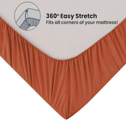 "Ameha Fitted Sheet 40 Cm Extra Deep Pocket Bed Sheet Elastic Corners Soft Microfiber Fitted Sheet 16"" (Rust, Super King 180X200Cm)" - thumbnail 5