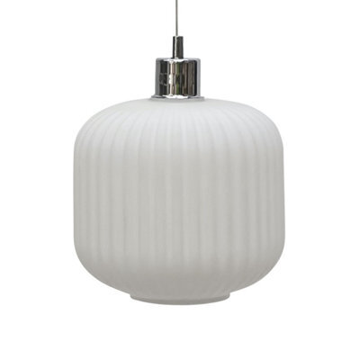First Choice Lighting Bento - White Ribbed Glass Easy Fit Pendant Shade - image 1