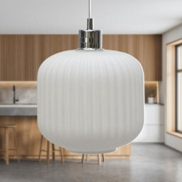 First Choice Lighting Bento - White Ribbed Glass Easy Fit Pendant Shade - thumbnail 3