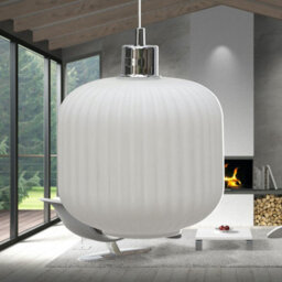 First Choice Lighting Bento - White Ribbed Glass Easy Fit Pendant Shade - thumbnail 4