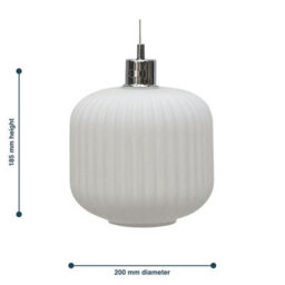 First Choice Lighting Bento - White Ribbed Glass Easy Fit Pendant Shade - thumbnail 5