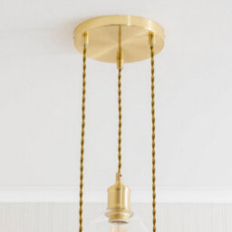 Valuelights Kira Glass Cloche Dome 3 Drop Cluster Brushed Gold Ceiling Pendant Light - thumbnail 4