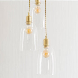 Valuelights Kira Glass Cloche Dome 3 Drop Cluster Brushed Gold Ceiling Pendant Light - thumbnail 3