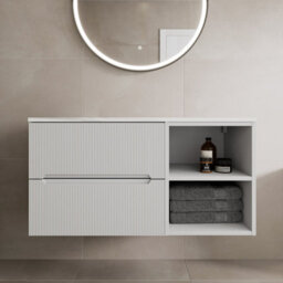 Aveli 1000mm Bathroom Vanity Unit Countertop Wall Hung Drawer Units & Shelves White