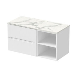 Aveli 1000mm Bathroom Vanity Unit Countertop Wall Hung Drawer Units & Shelves White - thumbnail 4