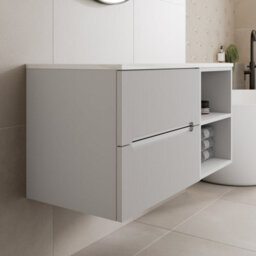 Aveli 1000mm Bathroom Vanity Unit Countertop Wall Hung Drawer Units & Shelves White - thumbnail 2