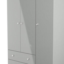 Portland Tall Triple 2 Drawer Wardrobe In Uniform Grey & Dusk Grey (Ready Assembled) - thumbnail 4