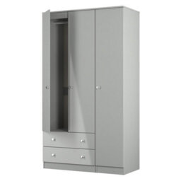 Portland Tall Triple 2 Drawer Wardrobe In Uniform Grey & Dusk Grey (Ready Assembled) - thumbnail 5