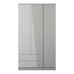 Portland Tall Triple 2 Drawer Wardrobe In Uniform Grey & Dusk Grey (Ready Assembled) - thumbnail 1