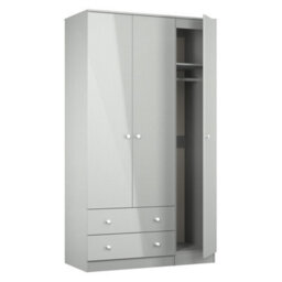 Portland Tall Triple 2 Drawer Wardrobe In Uniform Grey & Dusk Grey (Ready Assembled) - thumbnail 6