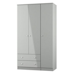 Portland Tall Triple 2 Drawer Wardrobe In Uniform Grey & Dusk Grey (Ready Assembled) - thumbnail 3