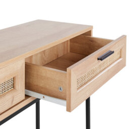 Wyld And Coco Brand Rattan Console Table Brown 100 X 29 Cm With Shelf And 2 Drawers - thumbnail 6