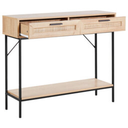 Wyld And Coco Brand Rattan Console Table Brown 100 X 29 Cm With Shelf And 2 Drawers - thumbnail 4