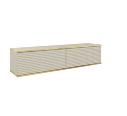 Arte Moro Floating Tv Cabinet In Beige - Sophisticated And Stylish Wall-Mounted Media Centre With Doors (W1350mm X H300mm X D320mm)