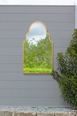 "Mirroroutlet - The Arcus - Gold Metal Framed Arched Garden Wall Mirror 41""x 24"" (104 X 61 Cm)" - image 1